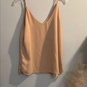 Active USA Beige V-Neck Spaghetti Strap Cami